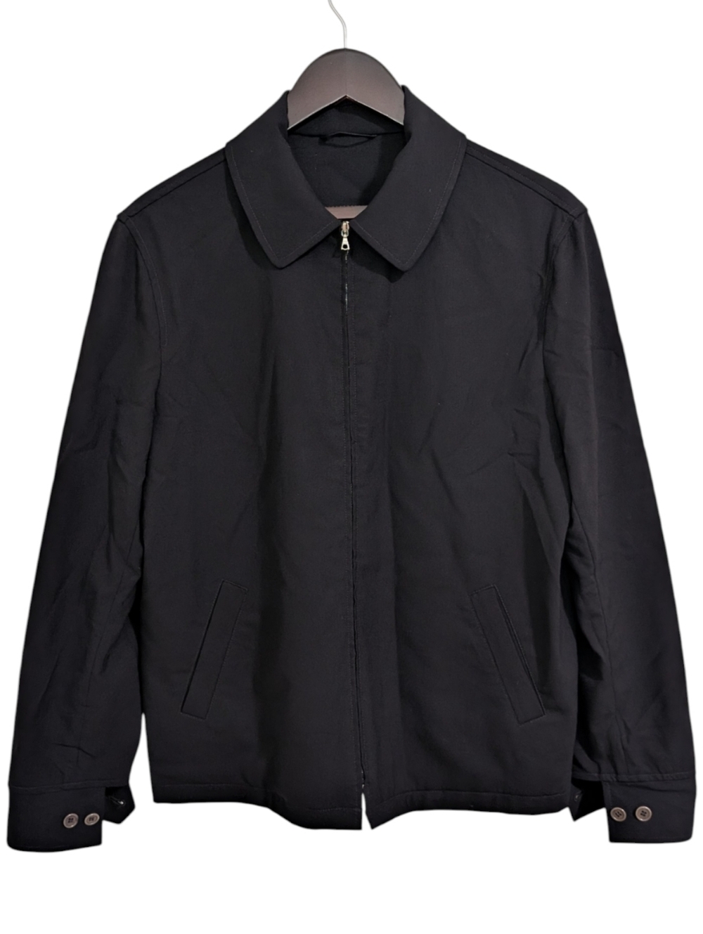 TSE Men's Black Minimalist Full-Zip Harrington Jacket Medium